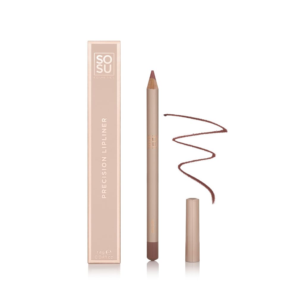 SOSU Cosmetics Precision Lip Liner Raisin - Long-Lasting Creamy Lip Liner Pencil with Moisturising Formula and Vitamin E, Rich Berry Colour for Defined Lips