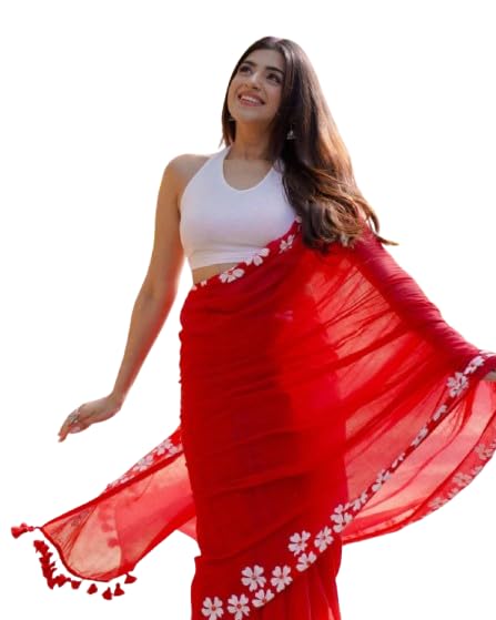 DUA CREATION Elegant Ready to Wear Digital Printed Mul Cotton Saree With Pocket, Navy Blue and Yellow Traditional Design, Pre-Draped Style