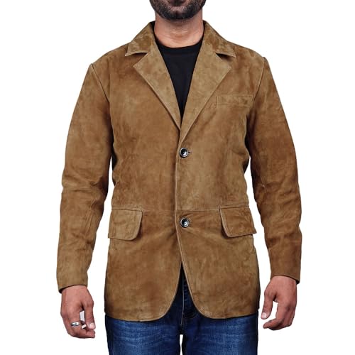Image of Suede Leather Blazer for Men Suede Sport Coat for Men Blazer Suede Leather Jacket Blazer Coat for Men