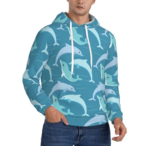 Sweat à capuche homme imprimé dauphin polaire ajustable