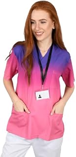 مقشر طبي مطبوع للمستشفى للجنسين من فلامينغو - قميص طبي باكمام قصيرة - زي طبي (لون ازرق، مقاس 5XL)