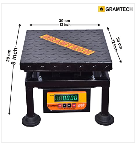 Image of Gramtech Weight 100kg x 10g Weighing Scale Machine with Front & Back Double Green Display,12x12 M /S Pan for Kirana Shop, Kitchens and Factories. |9