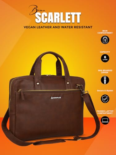 Image of COSMUS Scarlett PU Leather Sleek Laptop Bag fits up to 15.6 inches Laptop Messenger Office Bag for Men