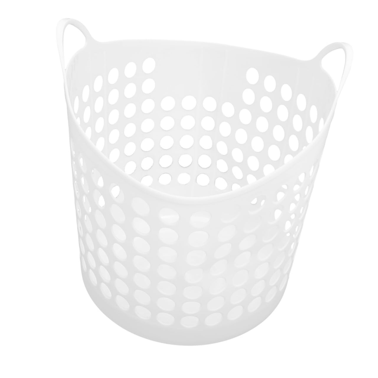 Cesto Portabiancheria Sporca Rotondo 40L in PE Bianco per Casa | Struttura Traforata, Aiuta Contro la Muffa, Camere e Soggiorni, Facile da Spostare, Uso Quotidiano