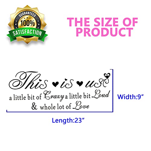 Wall Stickers, Wall Decals For Bedroom, (Easy To Apply), Living Room Kitchen Dining Room Office Laundry Wall Decor, Quotes Inspirational Kids Girls Boys Baby Women Men, Family Sayings Farmhouse Door Motivational Positive Cute Vinyl Art Home Words Phrases Decorations, This Is Us Crazy Loud Love 23"X9" #TOP3