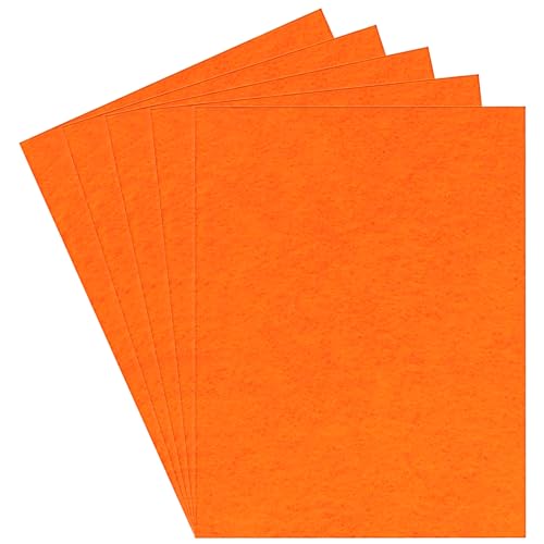 5 Stück 1 mm Flexibler Bastelfilz,20 x 30 cm Mit Feiner Wollqualität Weicher Vliesstoff Stoff Filzplatten zum DIY Basteln Dekoration für Hochzeit Tischdeko Osterdeko und Nähprojekte (Oange Farbe)