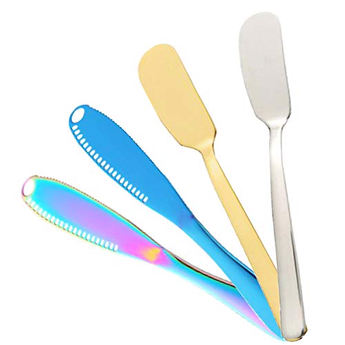 Biluer Cuchillo de Mantequilla, 4PCS Esparcidores de Mantequilla de Acero Inoxidable Cuchillo...