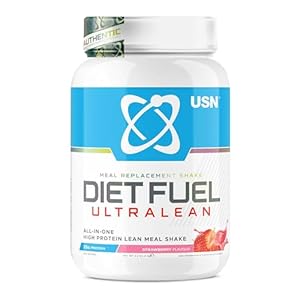 USN Diet Fuel Ultralean Meal Replacement Shake Powder, Strawberry Flavour – 1kg, High Protein Shake Powdered Drink Mix, Low Calorie Diet & Weight Control Powder, 25g Protein