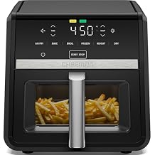 Chefman Air Fryer TurboFry 9-Qt, 6-in-1 High-Powered 450F Cooking for Crispier French Fries, Chicken, and Onion Rings, XL Windowed Basket, Air Fry, Bake, Broil, Reheat, Dehydrate, Defrost Black