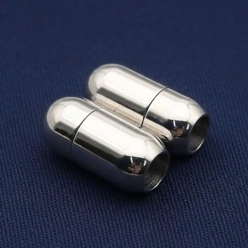 Image of Beadsnfashion 10 Pcs Strong Magnetic Tube Clasps - 17x9mm, 5mm Hole Size, Silver Finish | Premium Magnetic Clasp for Jewellery Making, Bracelets & Necklaces | Essential Jewelry Findings for DIY Crafting