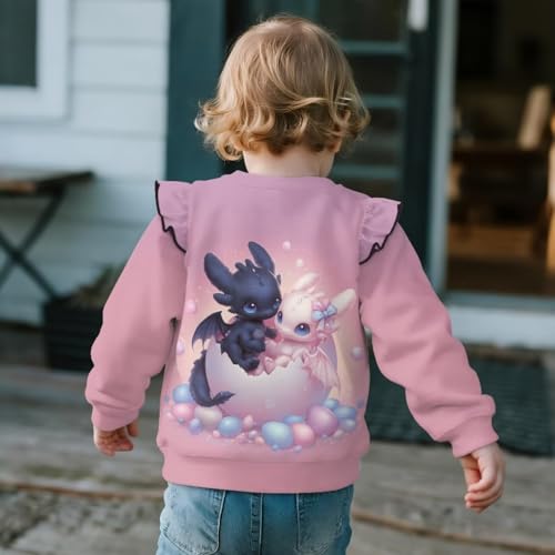 WELLFLYHOM Girls Sweatshirts 1-8T Long Sleeve Kids Shirt Tops Oversized Crewneck Sweater Top Pullover Fall Clothes3