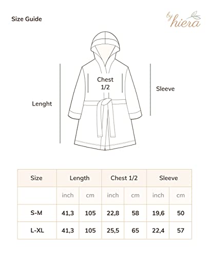Byhiera Handmade Robe | Hooded | 100% Natural Turkish Cotton | Bathrobe, Housecoat, Cover Up Dress, House Robe, Beach Dress, Spa Robe, Turkish Robe, Maternity Dress | Heritage Coll. (Latte, S-M) #TOP6