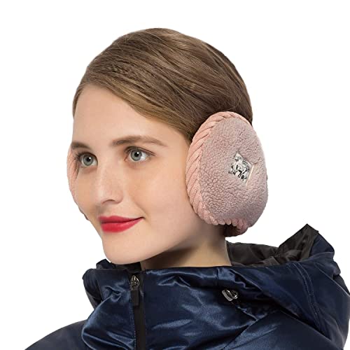 Surblue Unisex Warm Earmuffs Cashmere Winter Pure Color Outdoor Fur Earwarmer, Adjustable Wrap, Pink, Large #TOP1