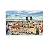 Lienzo impreso con diseño del Puente de Praga de Praga y el Castillo de Praga (30 x 45 cm)