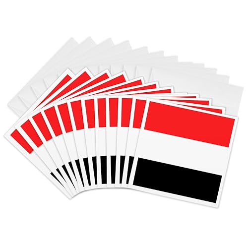 Cartes de vœux drapeau du Yémen, lot 12 pièces 3dRose pour célébrations et fêtes de famille