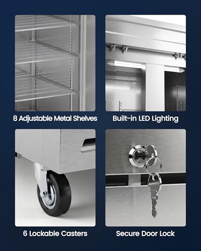 Image of 54 inch Reach-In Freezer, 42 Cu.Ft Stainless Steel Upright Freezer