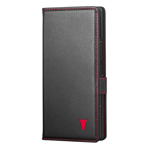 TORRO Case Compatible with Samsung Galaxy Z Fold7 2025 Premium Leather Wallet Case with Stand Function and Card Slots (Black)