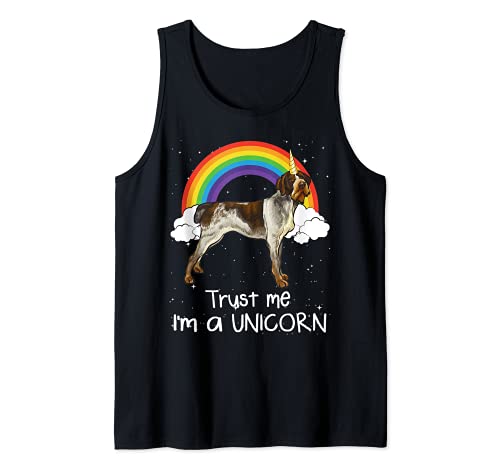 Rainbow German Wirehaired Pointer Trust Me I'm A Unicorn Dog Tank Top, Black