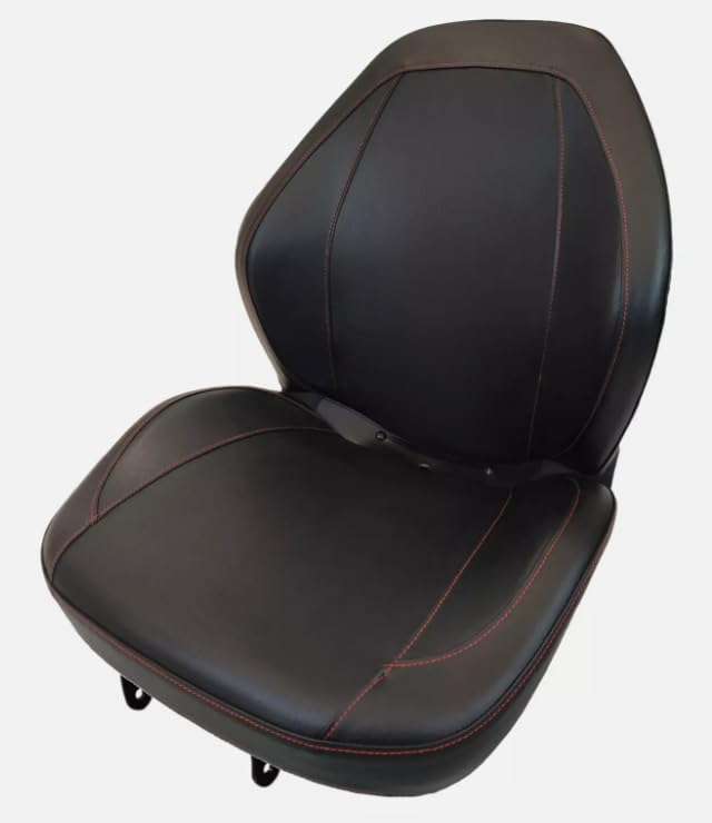 Replacement Seat for Tractors; Kubota B2650 L2501-L3800 and MX4700-MX5100 Series Tractors; Black Sewn Vinyl; 310000BK+901005 SU-310000BK+SU-901005
