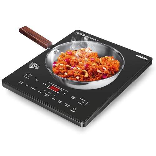 Image of Milton Elio Elite 21.0 Portable Induction Cooktop | Child Lock, LED Display Panel, 5KV Surge Protection I Timer & Preset Menu Functions|2100 W Feather Touch|Fast Cooking 3-Year Warranty