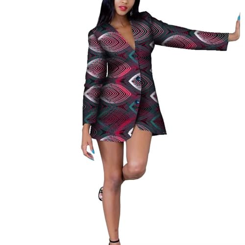 ABCWAX Women African Print Jacket Dashiki Traditional Top Blazer