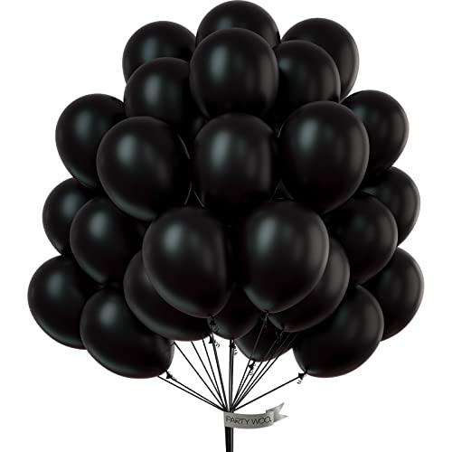 Image of PartyWoo Black Balloons, 51 pcs 12 Inch Matte Black Balloons, Black Balloons for Balloon Garland or Balloon Arch as Party Decorations, Birthday Decorations, Retirement Party Decorations, Black-Y18