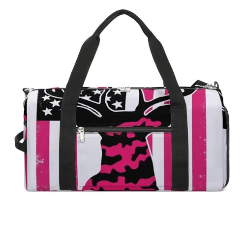 Sport Duffle Bag Travel Weekender Carry On Beach Yoga Overnight Luggage Bag American Flag Camo Funny Deer Hunting Pink Camouflage