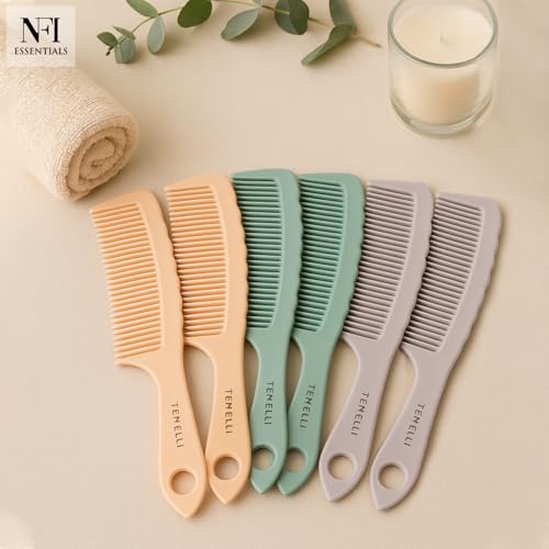 Image of NFI essentials Professional Hair Cutting and Styling Comb Kangi Salon Kit Combs Cumb Come Hair Comp - Combo Set of 6