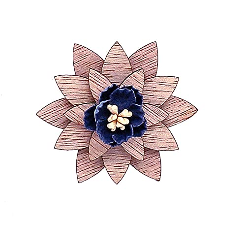 GIVBRO Broche en bois en forme de fleur pour homme - Accessoire floral vintage pour fête de mariage (#A)