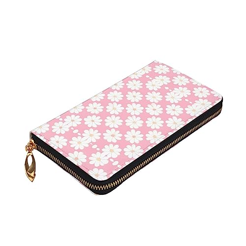 Leather Wallet 7.48 x 4.13 in - Stylish and Durable Wallet for Women with Multiple Compartments and Zipper Design Camellia pattern Prints3
