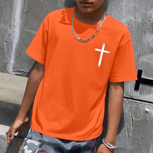 Image of KEEVICI Boys Christian Graphic Tees God Jesus Shirts for Kids Cross Faith Bible Verse Inspirational Religious Cotton T Shirt