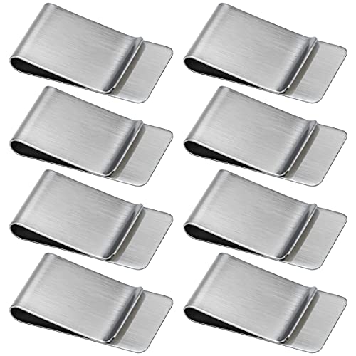 Geldklammer Edelstahl,RoadLoo 8 Stück Geldclip Silber Geldscheinklammer Herren Geldklammer Money Clip Note Kreditkarte Geldscheine Edel und elegant zum Männer und Frauen für Geldscheine Visitenkarte Cover