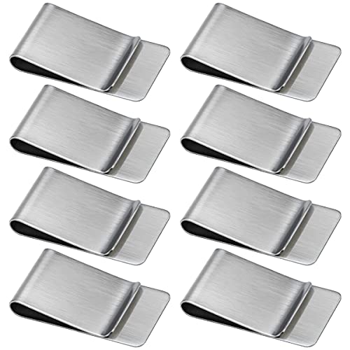 Metal Delgado Clip,RoadLoo 8 Pinzas para Billetes Clip de Dinero Acero Bill Clips Tarjetas De Dinero Hombres Clip para Bill Clips Tarjetas Titular Efectivo Importante Documento Pluma Fija Mejor Regalo