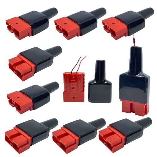 Trailer Vision 50 Amp Anderson Connector w/Boot - Fits SB50 50A Quick Connect/Disconnect Plug Compatible with Dust Cable Sheath Cover 50A/240V Power Connector - No Soldering No Crimping - Red 10 pcs
