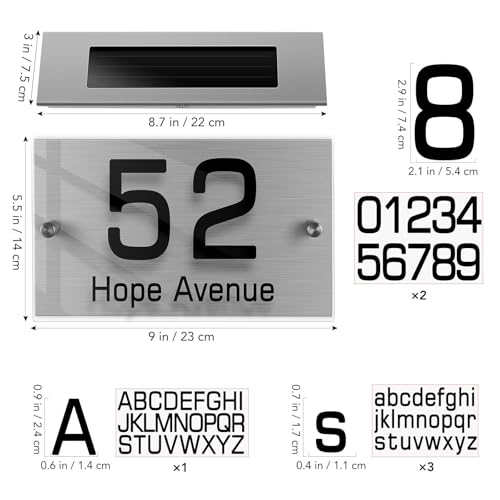 Doitool 444M040146FQ Solar Address Sign, House Numbers Solar Powered, Led Lighted Address Plaque Outdoor Led Illuminated Address Numbers thumb #2