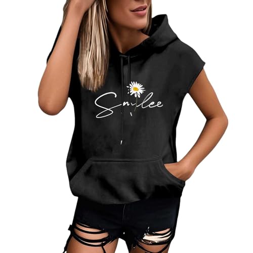 Sweat-shirt à capuche femme coupe ample manches courtes sport léger