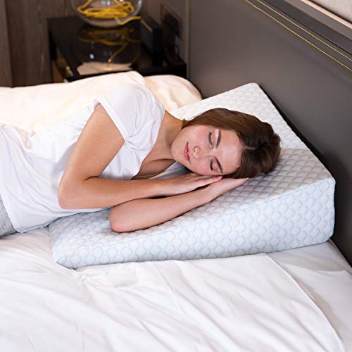 Bed Wedge Pillow with 1.5 Inch Memory Foam Top, Removable and Washable Cover