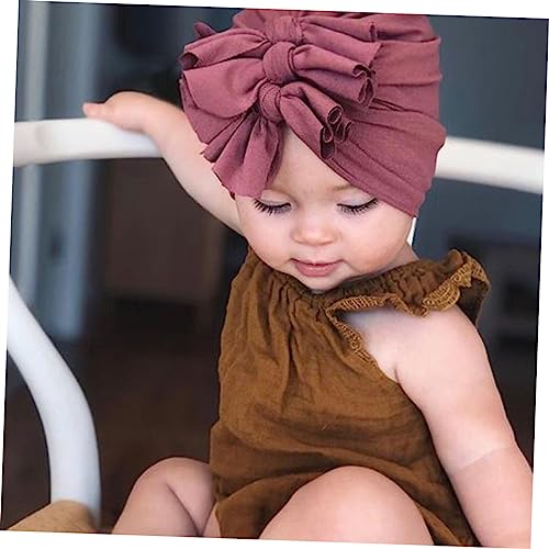4Pcs Adorable Hats Soft Cotton Pullover Caps with Pleated Bow Fashionable Headwear for Boy Girl Years Dusty4