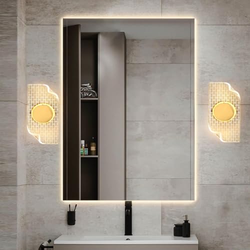 Image of Groeien 15watt LED Sconce Brick Tile Pattern Modern Transparent Indoor Home Acrylic Wall Lamp for Bedroom, Livingroom, Indoor- Warm White (Brick-wall, 1)