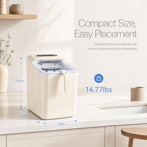 Image of Ice Maker Countertop, Portable Ice Machine with 2 Sizes Bullet Ice, 9 Cubes Ready in 6 Mins, 33lbs /24H, Self-Cleaning Ice Machine with Basket & Scoop for Home Kitchen Office