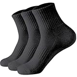 [AQshop] 靴下 メンズ スポーツソックス 厚手 足首丈 綿 セット (ブラック3足)