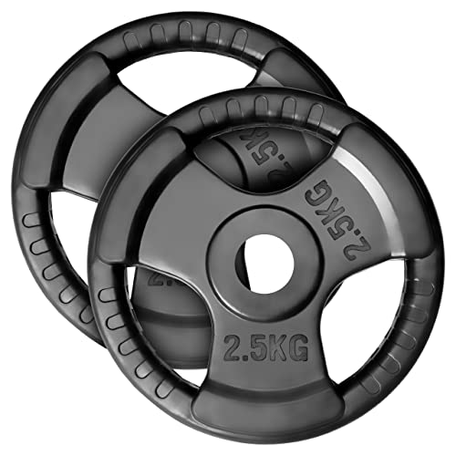 MAXXIVA® Hantelscheiben 2er Set Gewichtsplatte je 2,5 kg Gusseisen Gripper...
