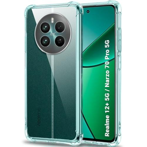 Image of TheGiftKart Crystal Clear Back Cover Case for Realme 12 Plus 5G / Realme P1 5G / Narzo 70 /70 Pro 5G | Shockproof Soft TPU Case | Cushioned Edges for Ultimate Protection Cover Case (TPU, Transparent)