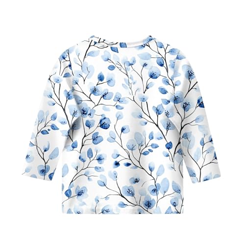 Shirts for Teen Girls 3/4 Sleeve Round Neck Cute Tops Floral Print Blouses Pullover Fall Winter Outfits 5-16 Years2