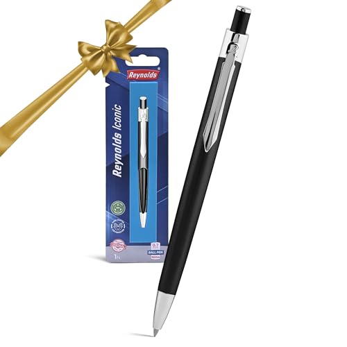 Reynolds Metal Pens (Iconic Onyx) | Premium Pens For Gifting | Retractable Pens For Personal & Professional Use | Stylish Gifts for Men & Women | Trim Ball Pens For Corporate Gifting | Blue Ink