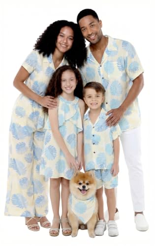 Image of Hawaii Hangover Family Matching Hawaiian Clothes, Pacific Palm Cream | Family matching Hawaiian outfits, Pacific Palm Cream, lightweight rayon, machine washable, tropical leaf print, luaus