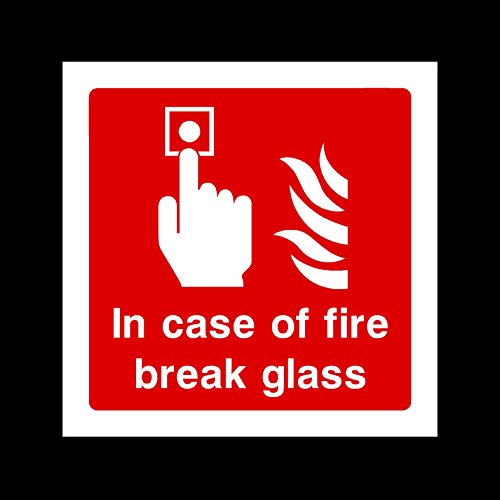 Image of In case of fire break glass Sticker/Self Adhesive Sign - Fire/Emergency/Exit/Alarm/Push/Extinguisher/Assembly (FE99)