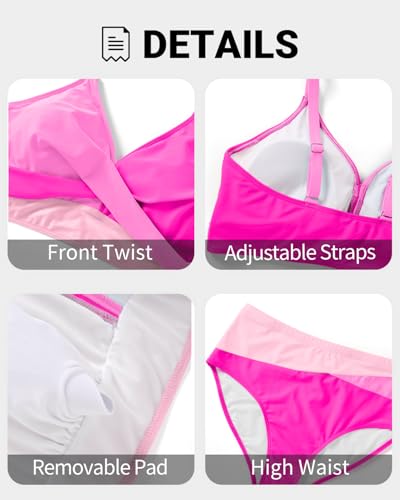 Image of Tempt Me Plus Size Two Piece Swimsuit - Women High Waisted Bikini Set Tummy Control Bathing Suits