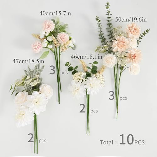 Anna's Whimsy Artificial Flowers Bouquets, Artificial Silk Flowers Bouquets for Wedding, Home Table Decorations, Wedding Centerpieces Bouquets Flowers Arrangement Decorations - Image 4