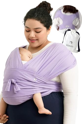 Image of Konny Original Baby Carrier SoftBreeze Luxury Carrier Wrap, Easy to Wear Baby Wrap Carrier, Perfect Essentials Cloths for Newborn Babies up to 44 lbs, (Lavender, M)